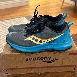NWT Saucony Peregrine 14: Gray and Blue Trail Shoes